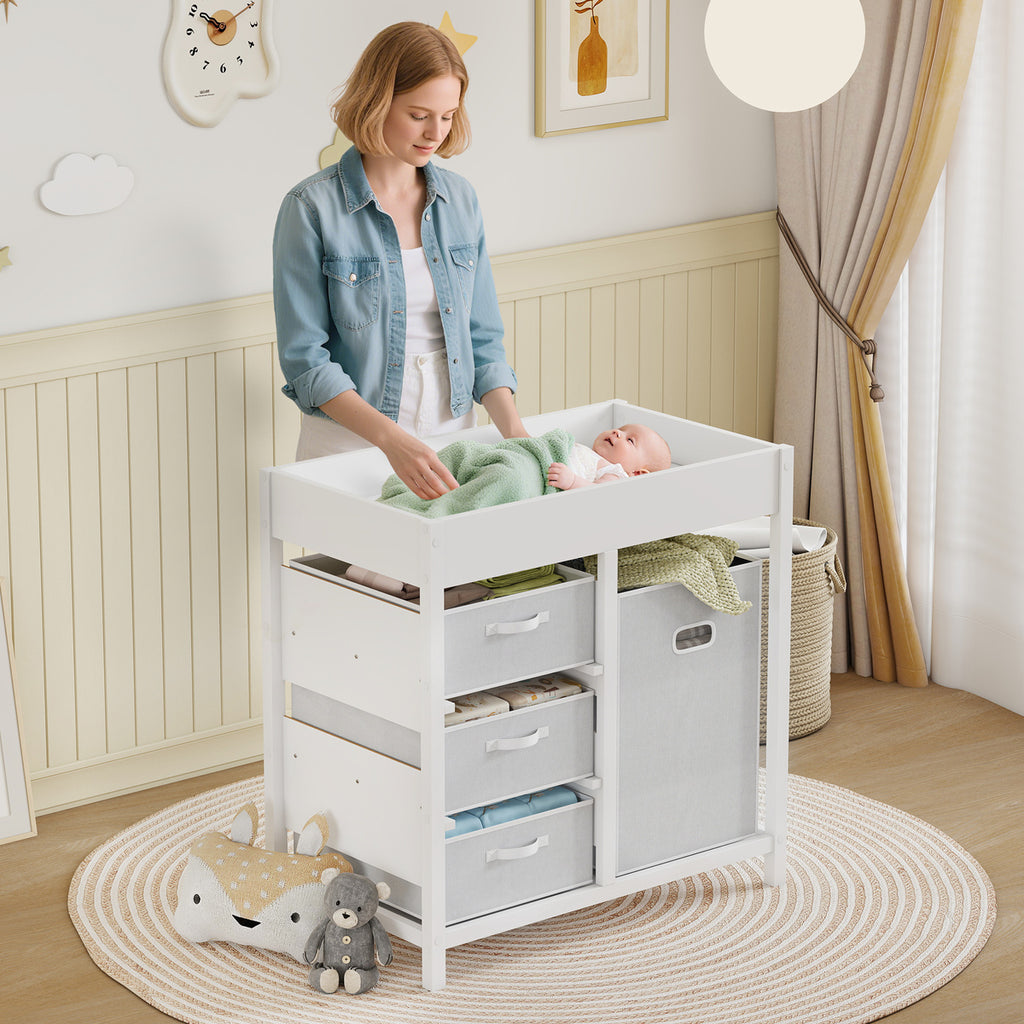 AIYAPLAY 4-Drawer Baby Changing Unit & Diaper Station