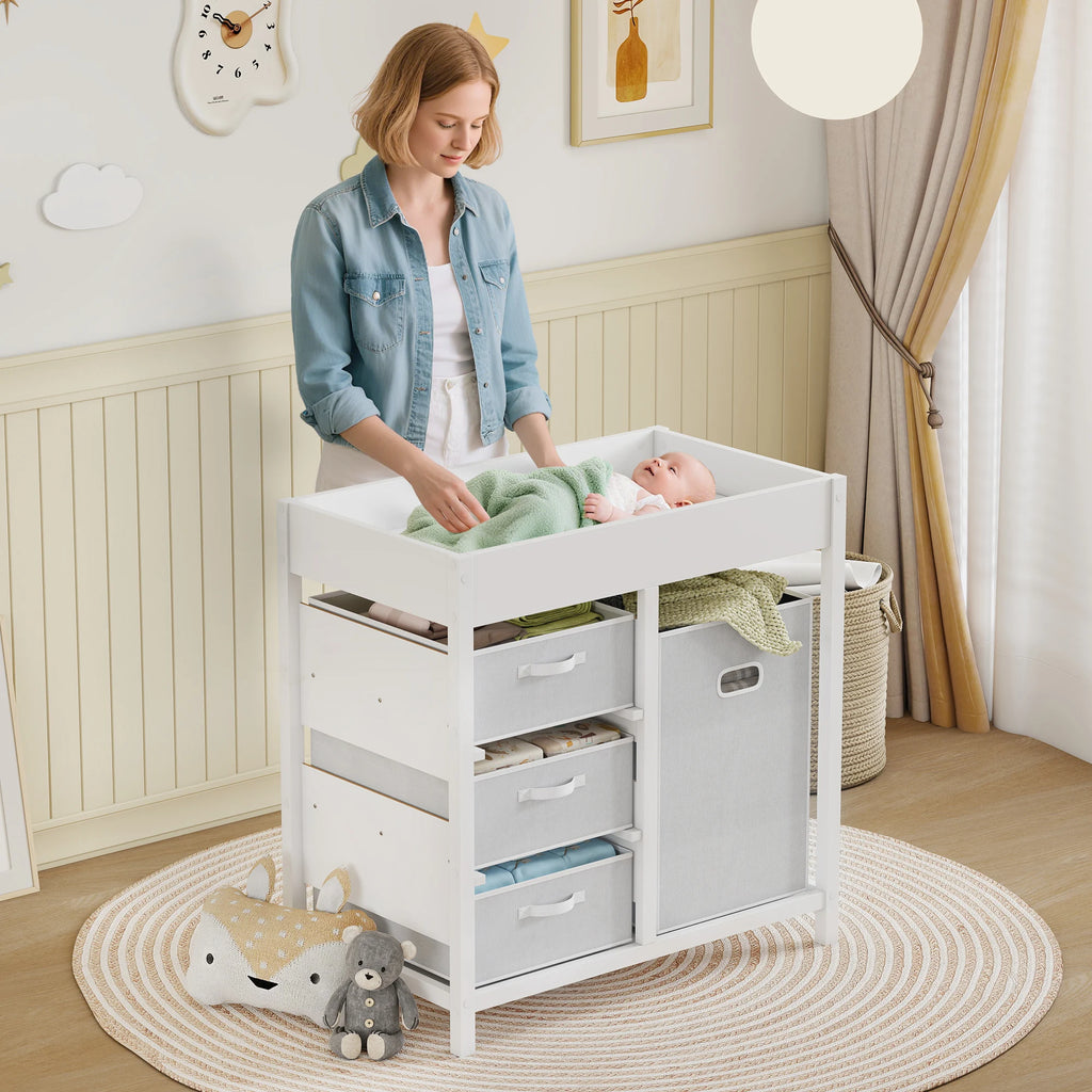AIYAPLAY 4-Drawer Baby Changing Unit & Diaper Station