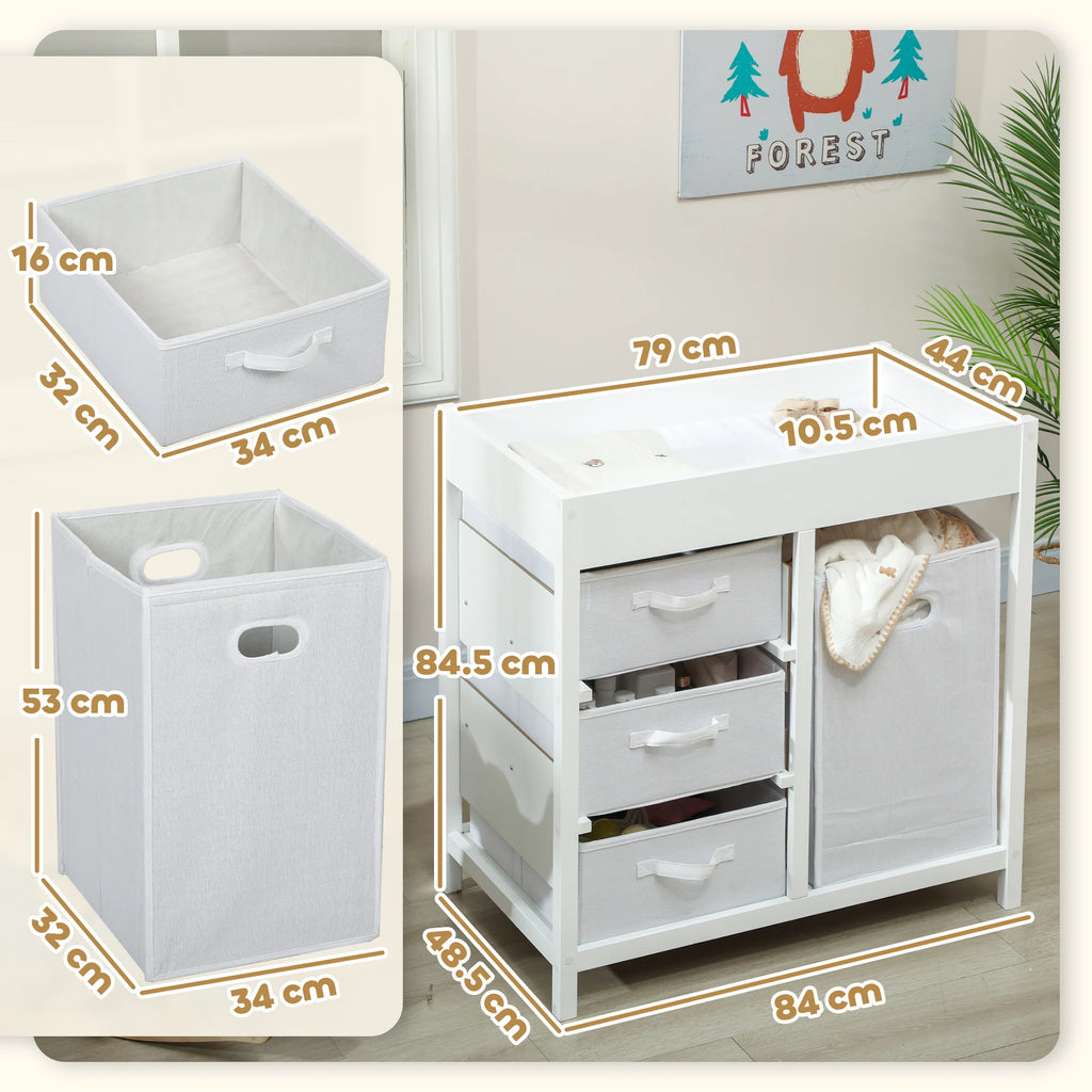 AIYAPLAY 4-Drawer Baby Changing Unit & Diaper Station