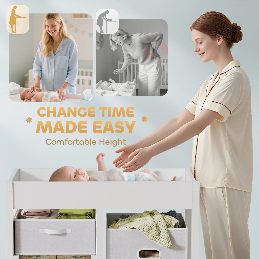 AIYAPLAY 4-Drawer Baby Changing Unit & Diaper Station