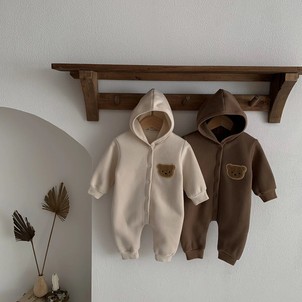 Cozy Bear Hooded Winter Jumpsuit for Newborns