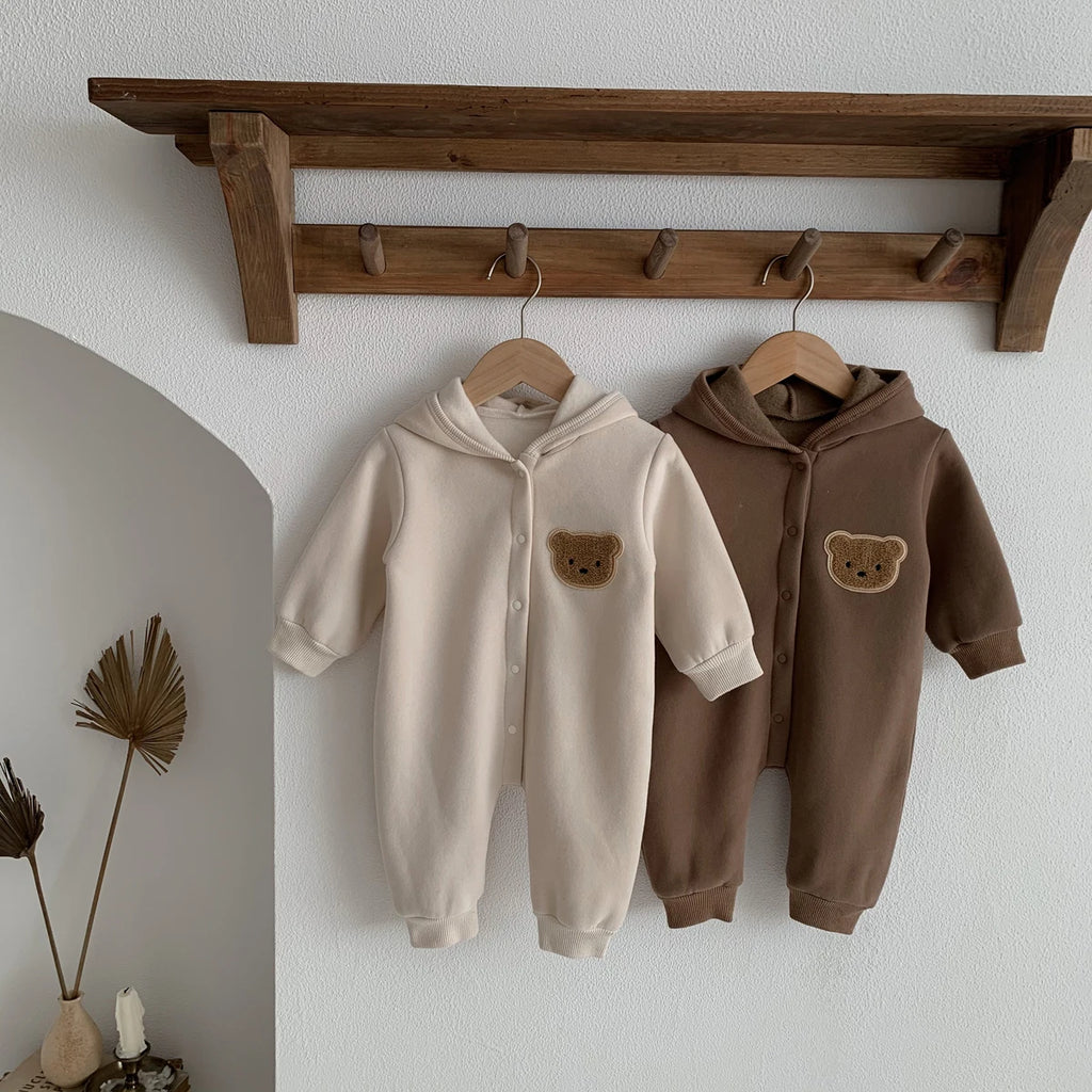Cozy Bear Hooded Winter Jumpsuit for Newborns