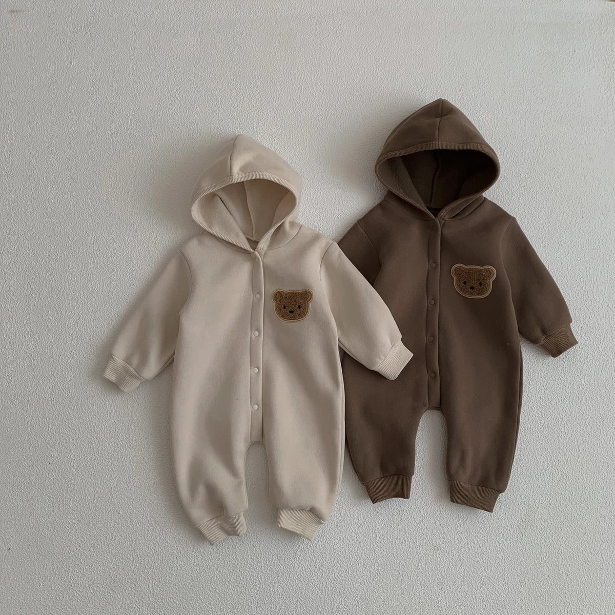 Cozy Bear Hooded Winter Jumpsuit for Newborns
