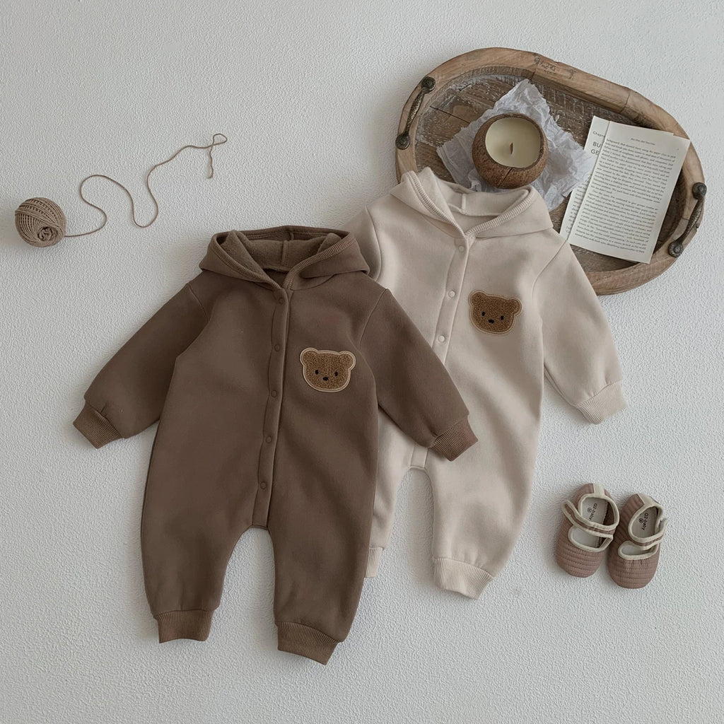 Cozy Bear Hooded Winter Jumpsuit for Newborns