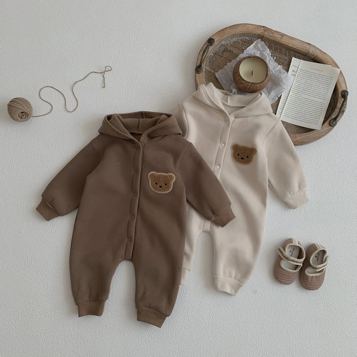 Cozy Bear Hooded Winter Jumpsuit for Newborns