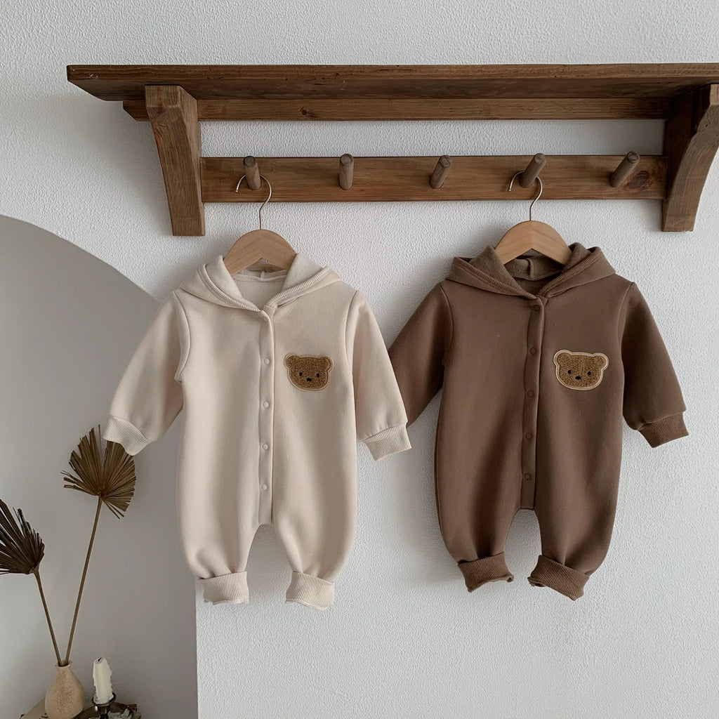 Cozy Bear Hooded Winter Jumpsuit for Newborns