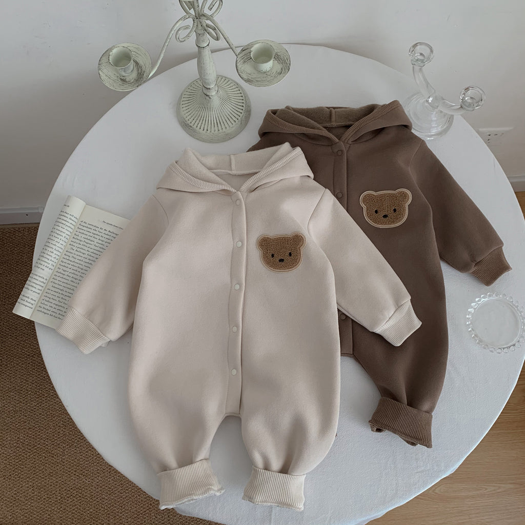 Cozy Bear Hooded Winter Jumpsuit for Newborns