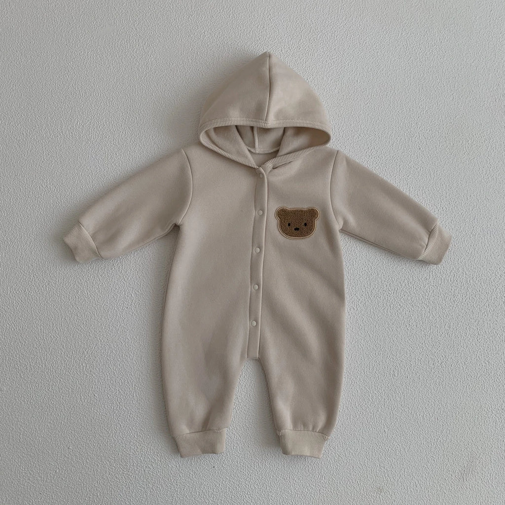 Cozy Bear Hooded Winter Jumpsuit for Newborns