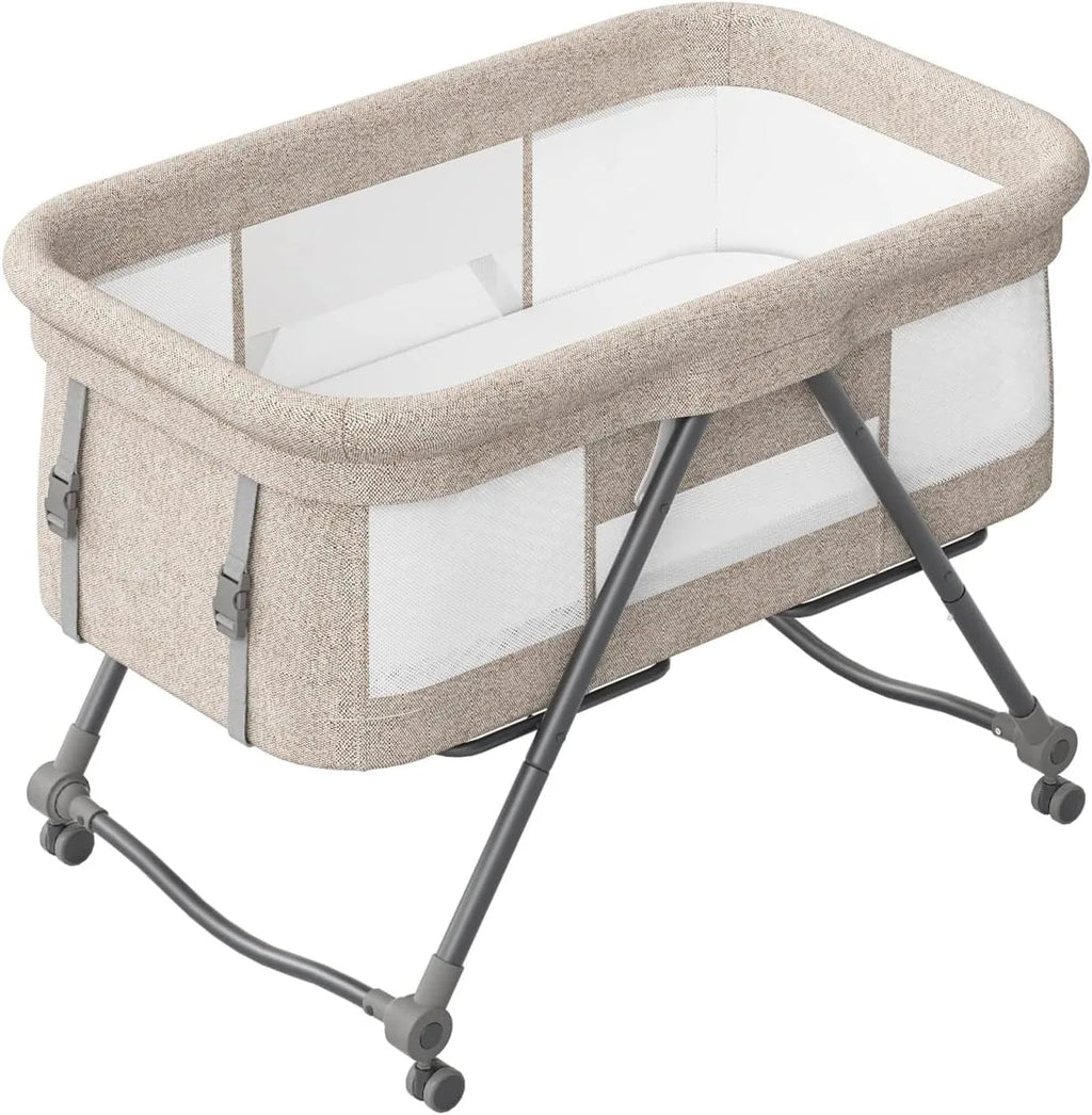 2-in-1 Folding Baby Crib & Rocking Bassinet