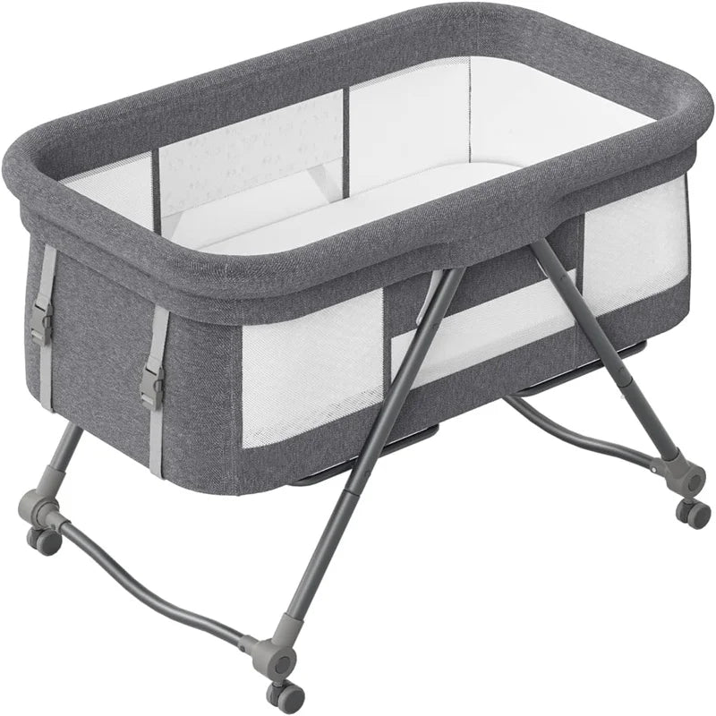 2-in-1 Folding Baby Crib & Rocking Bassinet