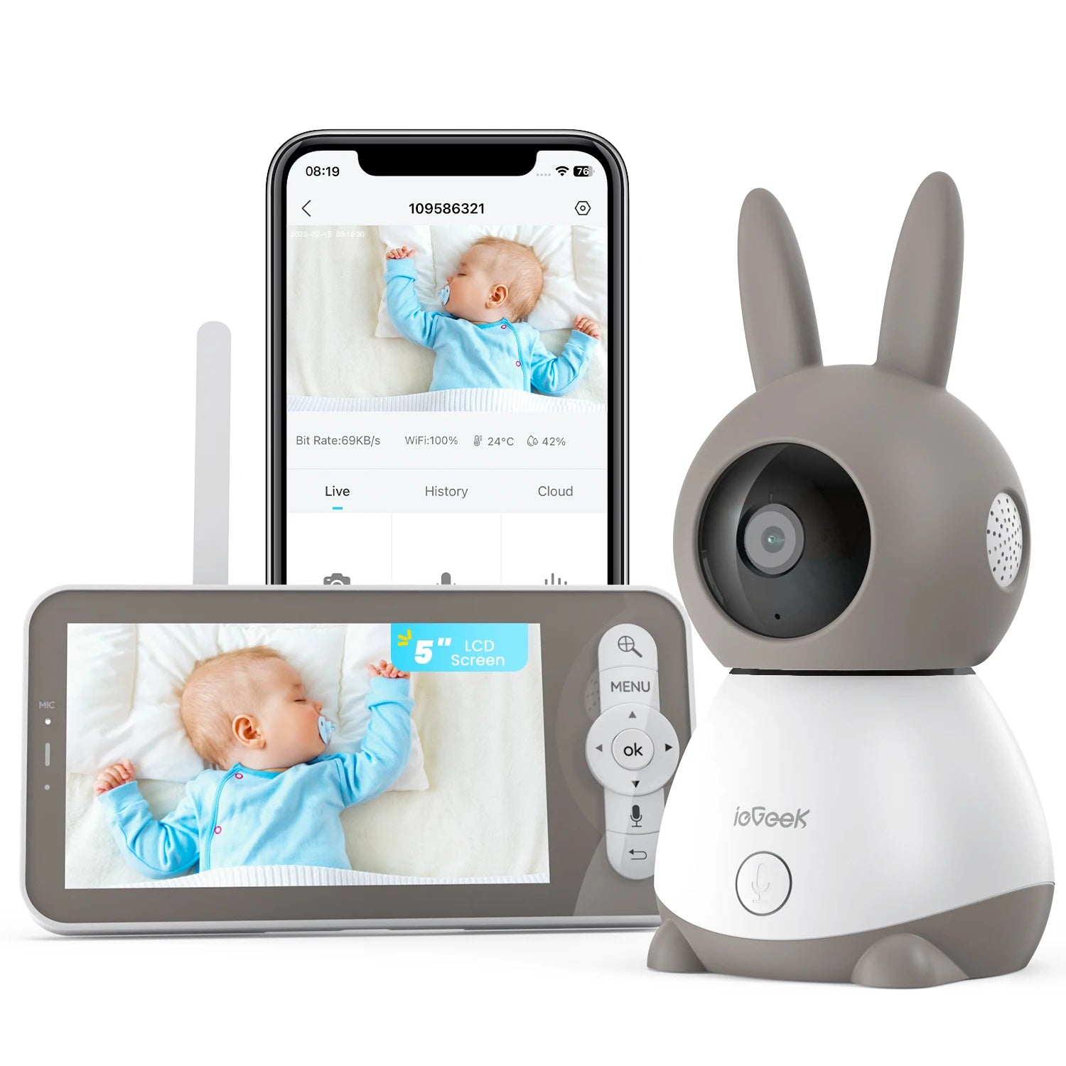 TeddyTheo 2k Baby Monitor - Bunny Camera